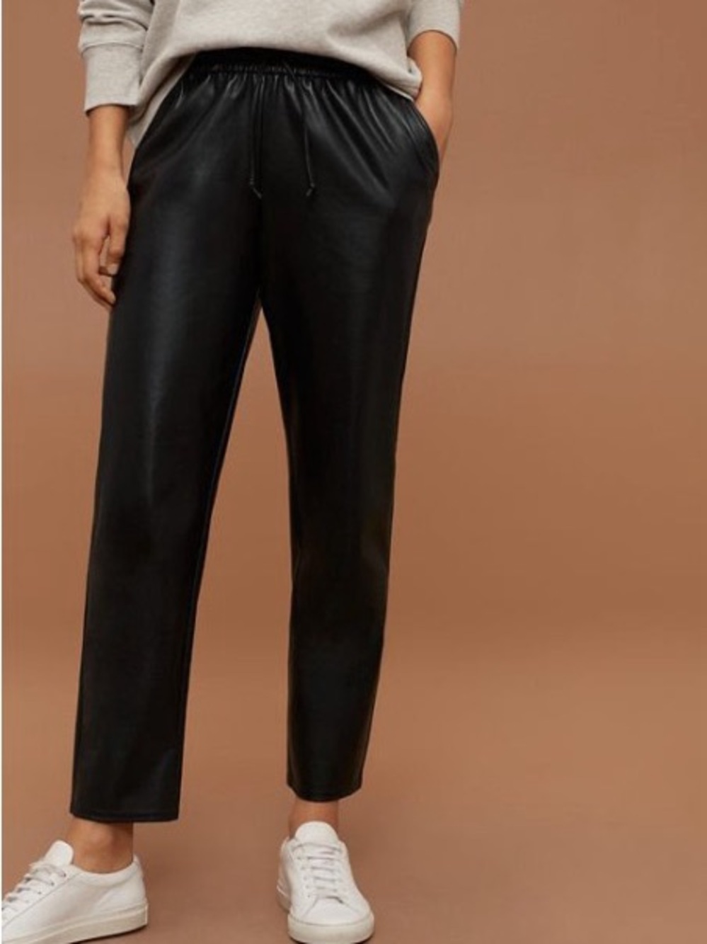 Aritzia Wilfred Free KADINA Black Faux-Leather Cropped Pants XS
